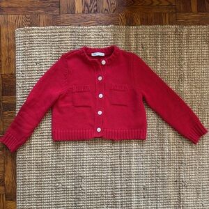 Zara Red Button-Up Cardigan